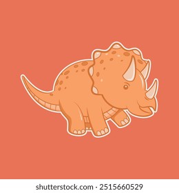 Kinder Cartoon orange Triceratops mit weißer Bora