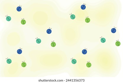 
Children's cartoon print pattern with cute bugs, insects, ladybugs. Beetles pattern art, simple drawing. Print for children's clothing, stationery, decor. Print for garden tools and accessories.