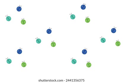 
Children's cartoon print pattern with cute bugs, insects, ladybugs. Beetles pattern art, simple drawing. Print for children's clothing, stationery, decor. Print for garden tools and accessories.