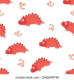 Children's cartoon vector cute pattern with dinosaurs.