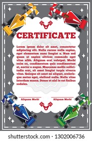 Children's certificate for automobile theme. Vector illustration.