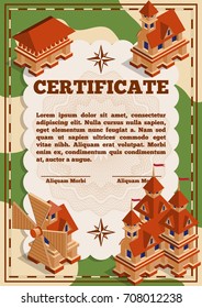 Children's certificate for medieval theme. Vector illustration.