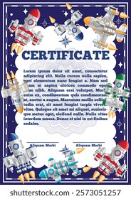 Children's certificate for space theme. Vector illustration.