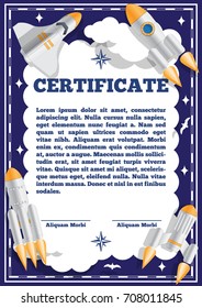 Children's certificate for space theme. Vector illustration.