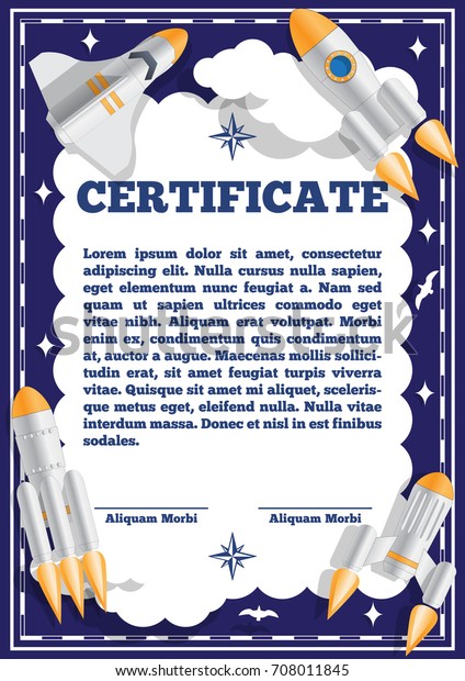 Childrens Certificate Space Theme Vector Illustration Stock Vector ...