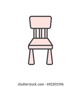 Children's chair colored line icon.