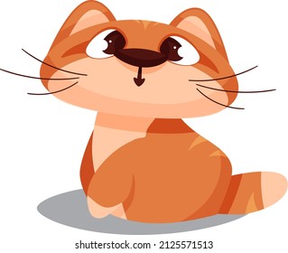 The children's character is a cat. Vector children's illustration.