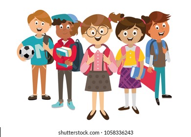 children's characters of people. school pupils, vector