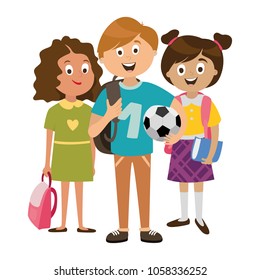 children's characters of people. school pupils, vector