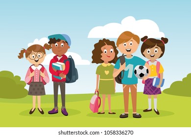 children's characters of people. school pupils, vector