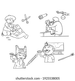 children's characters. pictures teaching subjects. vector illustration