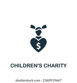 Children's charity icon. Monochrome simple sign from charity and non-profit collection. Children's charity icon for logo, templates, web design and infographics.