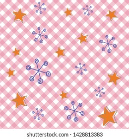 children`s checkered background with different stars