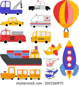 Children's clipart cars and vehicles