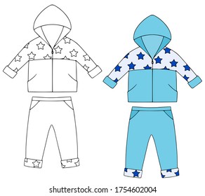 Children's clothes. Sweatshirt and pants. Vector image on a white background.
