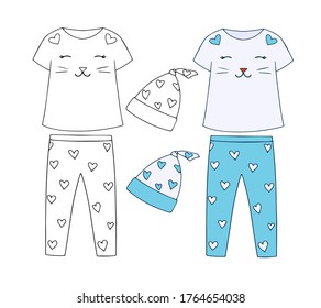 Children's clothes. T-shirt and leggings. Vector image on a white background.