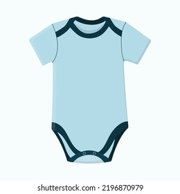 Children's clothing. Baby bodysuit for boys. Clothes blue. Flat cartoon style vector illustration
