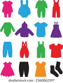 Kinderkleidung, Vektorgrafik-Set