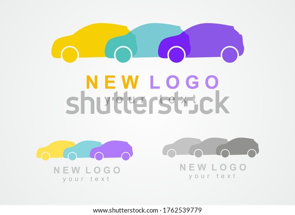 Children\'s color logo with a car. Abstract vector\
icon with auto