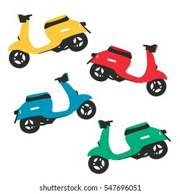 Children's colored mopeds. Vector, isolated object.