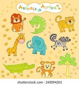 children's colorful collection of African animals