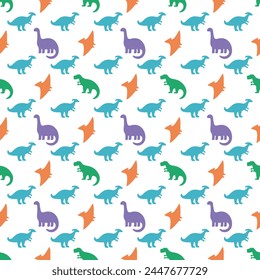 Children's Colorful Dinosaurs Seamless Pattern vector illustration