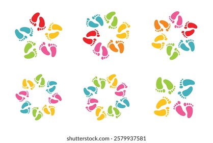 Children's Colorful Footprints Graphic Design. 