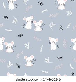 Children's and colorful pattern with cute mouses
Great background for fabrics and textiles