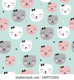 Children's and colorful pattern with cute teddy bear.
Great background for fabrics and textiles