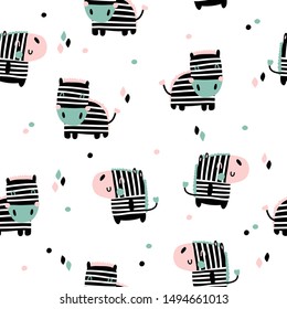 Children's and colorful pattern with cute zebra
Great background for fabrics and textiles
