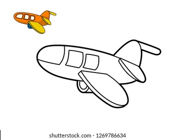 Childrens Coloring Book Airplane Cartoon Vector Stock Vector (royalty 