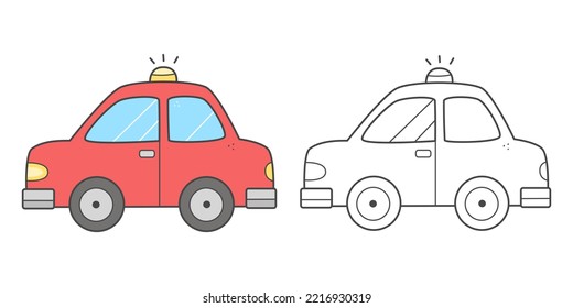 Children's coloring book car. Coloring book with cute cartoon transport. Vector illustration.