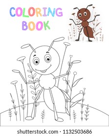 children's coloring book with cartoon animals. Educational tasks for preschool children cute ant