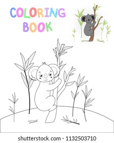 children's coloring book with cartoon animals. Educational tasks for preschool children nice Koala