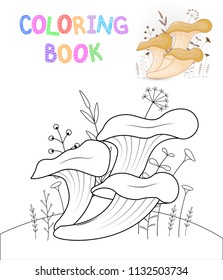 children's coloring book with cartoon animals. Educational tasks for preschool children cute mushrooms