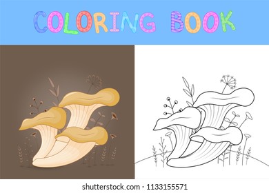 children's coloring book with cartoon animals. Educational tasks for preschool children cute mushrooms