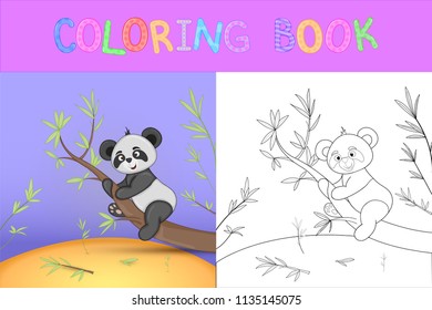 children's coloring book with cartoon animals. Educational tasks for preschool children cute Panda