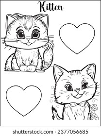 Children's Coloring Book, Cat Coloring Page Vector Illustration