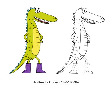 Children's coloring book character crocodile. Vector image