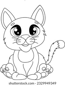 children's coloring book. character kitten for coloring, for children's books.