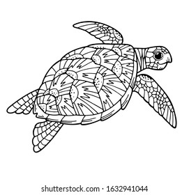 Vector Illustration Sea Turtle Coloring Book Stock Vector (Royalty Free ...