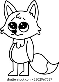 Children's coloring book "Cute Little fox". Coloring book "Fox". Vector black and white illustration.Vector image formats. Task on the page with sketches for children