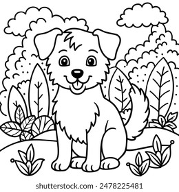Children's coloring book with a cute puppy.