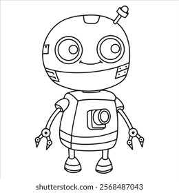 children's coloring book, cute robot. vector illustration in doodle style.