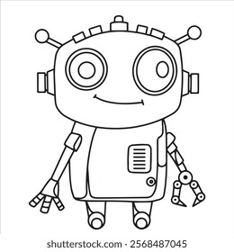 children's coloring book, cute robot. vector illustration in doodle style.