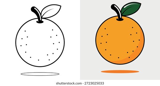 Um livro de colorir para crianças com laranjas. Um livro de colorir com belas imagens de laranja. Ilustrações vetoriais com um fundo colorido.