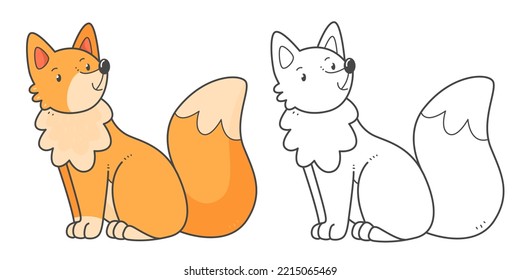 Children's coloring book Fox. Coloring book with cute cartoon animal. Vector illustration.