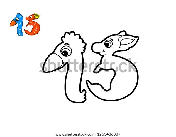 Childrens Coloring Book Coloring Funny Numbers Stock Vector Royalty Free 1263486337