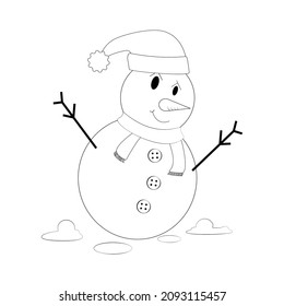 Children's coloring book. Snowman . Vector.