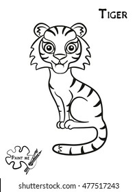 Children's coloring book that says Paint me. Tiger
